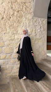 Pleated sleeves abaya