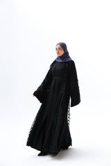 Fancy lace open abaya