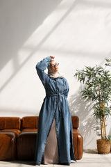 Twin slits shirt dress