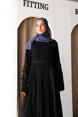 Fancy lace open abaya