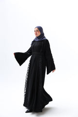 Fancy lace open abaya