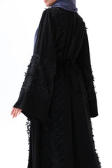 Fancy lace open abaya