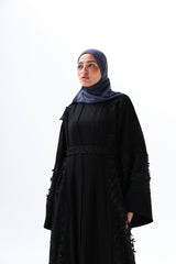 Fancy lace open abaya