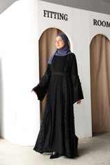 Fancy lace open abaya