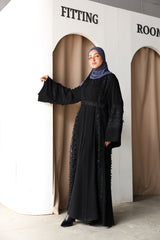 Fancy lace open abaya