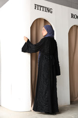 Fancy lace open abaya