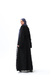 Fancy lace open abaya