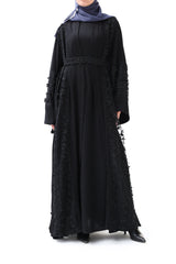 Fancy lace open abaya