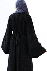 Fancy lace open abaya