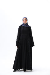 Fancy lace open abaya