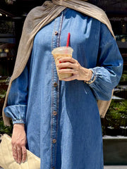 Fronce denim dress