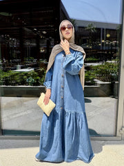 Fronce denim dress
