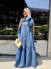 Fronce denim dress