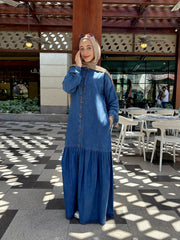 Fronce denim dress
