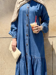 Fronce denim dress