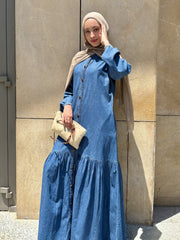 Fronce denim dress