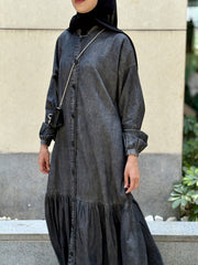 Fronce denim dress