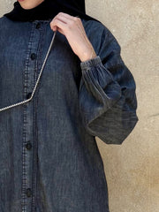 Fronce denim dress