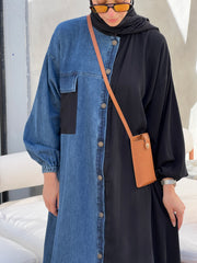 DenimXcrepe abaya