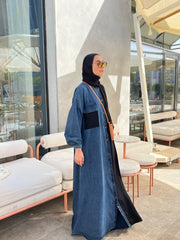 DenimXcrepe abaya