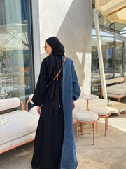 DenimXcrepe abaya