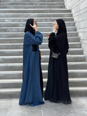 DenimXcrepe abaya