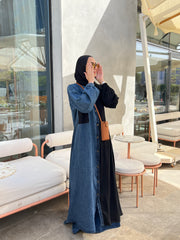 DenimXcrepe abaya