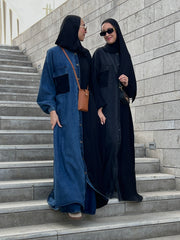 DenimXcrepe abaya