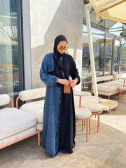 DenimXcrepe abaya