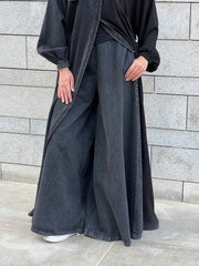 Wide leg denim pants