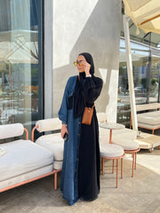 DenimXcrepe abaya