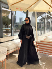 DenimXcrepe abaya
