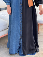 DenimXcrepe abaya