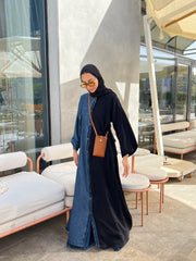 DenimXcrepe abaya