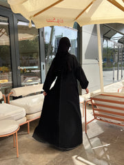DenimXcrepe abaya