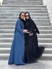 DenimXcrepe abaya
