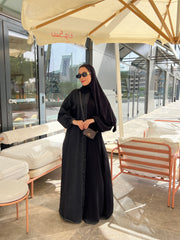DenimXcrepe abaya