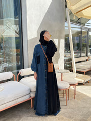 DenimXcrepe abaya