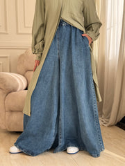 Wide leg denim pants