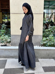Fronce denim dress