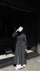 Stripped linen shirt Black