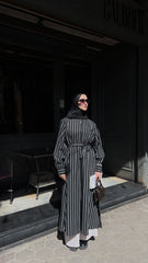 Stripped linen shirt Black