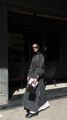 Stripped linen shirt Black