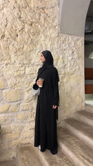 Black Side Pleated Abaya