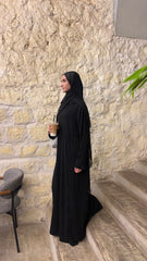 Black Side Pleated Abaya
