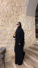 Black Side Pleated Abaya