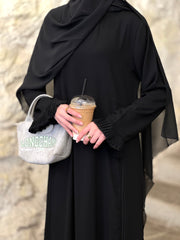 Black Side Pleated Abaya
