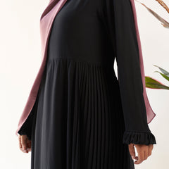 Black Side Pleated Abaya