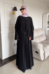 Pleated extension abaya