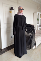 Pleated extension abaya